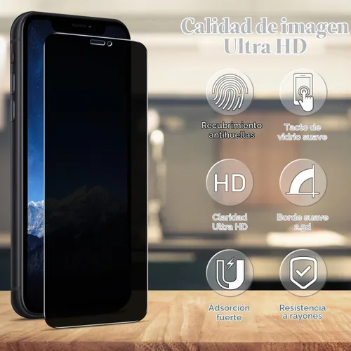 Vista 2 de Pokolan Paquete de 3 protectores de pantalla de privacidad para iPhone 11 Pro, iPhone X, iPhone XS (5.8 pulgadas), vidrio templado antiespía Negro