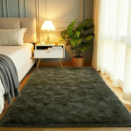 Vista 8 de Softlife Alfombra naranja para dormitorio, alfombra de felpa esponjosa para sala de estar para niñas, alfombra lanuda para niños, alfombra suave