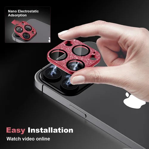 Vista 6 de Protector de lente de cámara para iPhone 15 Pro/iPhone 15 Pro Max, [protección contra caídas y cobertura completa] Protector de pantalla de vidrio