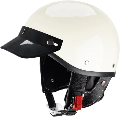 Vista 11 de Medio casco de motocicleta retro abierto medio casco casco de motocross para ciclismo, motocross, crucero, bicicleta, scopper, para hombres