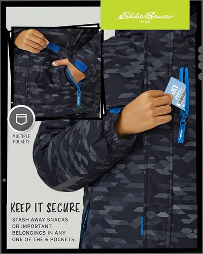 Vista 4 de Eddie Bauer Kids' Ski Jacket - Waterproof 3 in 1 Insulated Coat with Removable Shell for Boys and Girls (3-16)