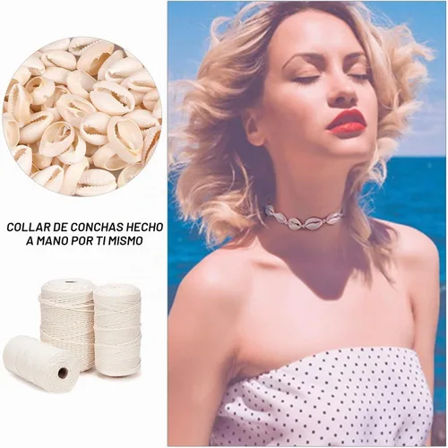 Vista 5 de 100 cuentas de concha de cauri, cuentas de concha en espiral natural blanca para hacer joyas, conchas de cowrie de playa de verano