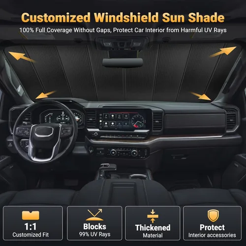 Vista 5 de EcoNour Parasol plegable de acordeón para parabrisas compatible con Tesla Model 3/Model Y 2017-2024 2025 2026, parasol delantero para ventana