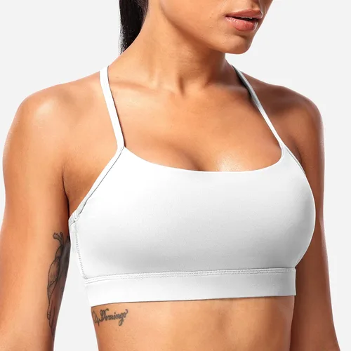 Vista 2 de YEOREO Naomi - Brasier deportivo sin espalda para mujer, brasier de yoga con tirantes delgados, acolchado de bajo impacto, para entrenamiento
