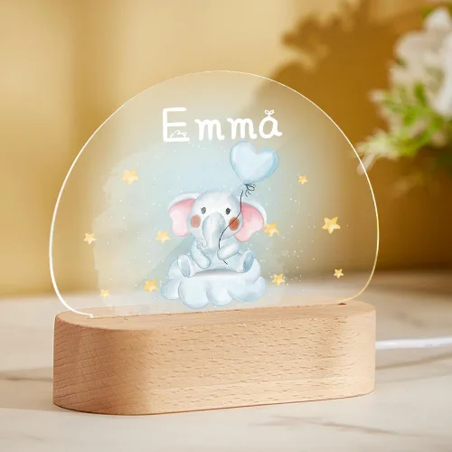 Vista 18 de VEELU Regalos personalizados para niños, luz nocturna con nombre personalizado con lindos animales, lámpara LED acrílica para bebé, regalo