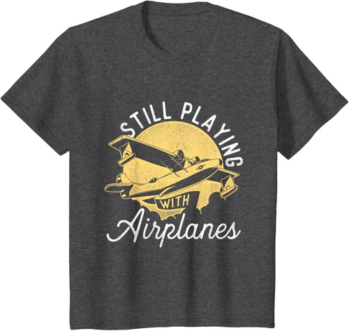 Vista 33 de Still Playing With Airplanes - Camiseta de control remoto RC Avión Piloto, Negro