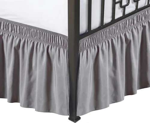 Vista 66 de Biscaynebay Faldas de cama envolventes con esquinas divididas para camas Twin/Twin XL de 15 pulgadas de caída, volantes de polvo elásticos Negro