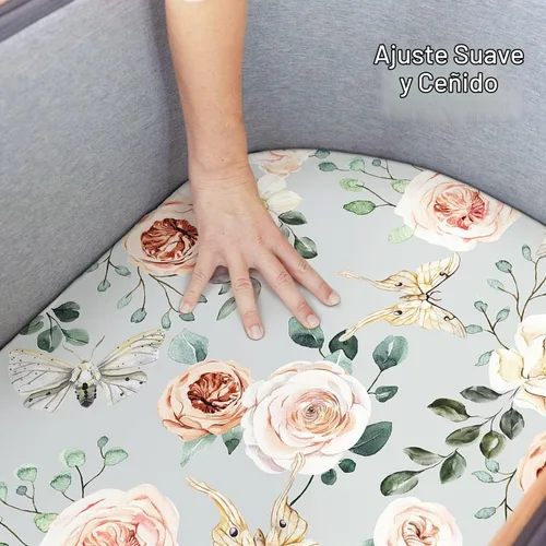 Vista 3 de GRSSDER Juego de 2 sábanas elásticas ultra suaves para cuna, ajuste universal para cuna de bebé, colchón rectangular ovalado, flores y frutas