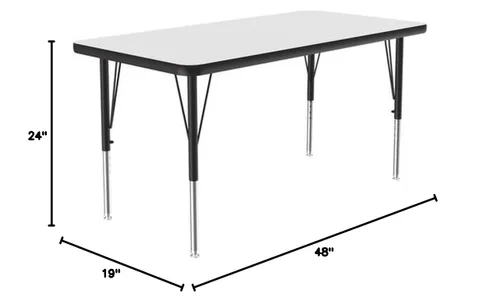 Vista 3 de Correll - Tabla rectangular de 24 x 48 pulgadas, para aula de borrado en seco, mesa de actividades, altura ajustable, laminado de alta presión