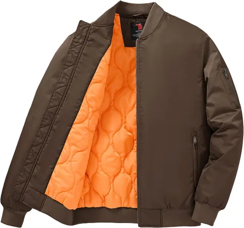Vista 12 de TBMPOY Men's Winter Bomber Jacket Warm Fall Casual Flight Windbreaker Padded Coats Full Zip Stylish Varsity