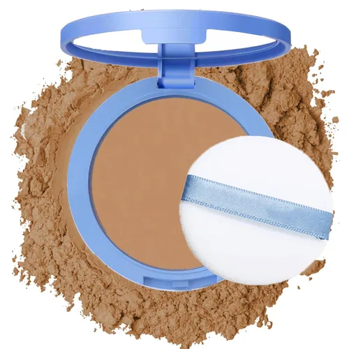 Vista 9 de Polvo Compacto Facial Control de Grasa, Maquillaje Polvo Fijador Mate Suave Impecable, Polvo de Acabado Impermeable de Larga Duración, Cosméticos