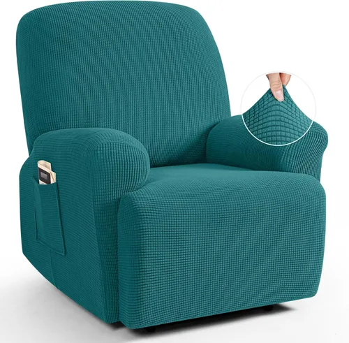 Vista 25 de TAOCOCO Funda reclinable de 4 piezas, funda elástica para sofá reclinable de 4 piezas, funda reclinable con 1 asiento, protector de sofá suave