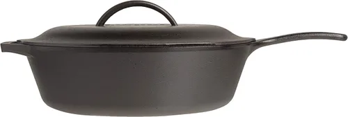 Vista 4 de Lodge L10CF3 Sartén profunda cubierta de hierro fundido, pre-sazonada, 5 cuartos de galón y soporte de mango caliente de silicona ASHH11, negro