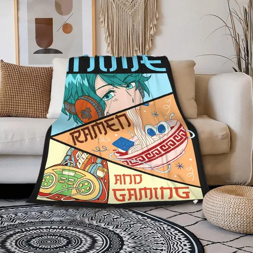 Vista 7 de Manta de Juego para Chicos y Hombres, Solo un Chico que Ama el Anime, Ramen y Mantas de Videojuegos, Manta Suave de Franela, Manta Decorativa Ligera