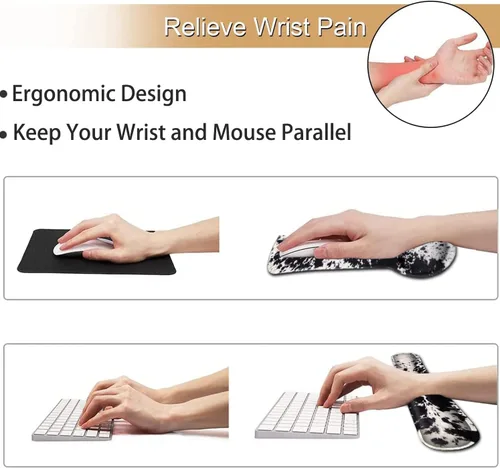 Vista 3 de Alfombrilla de mouse ergonómica con soporte de muñeca y reposamuñecas de teclado de espuma viscoelástica, alfombrilla de mouse de gel con base