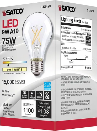 Vista 5 de Satco S12423 10.5A19/CL/LED/E26/930/120V