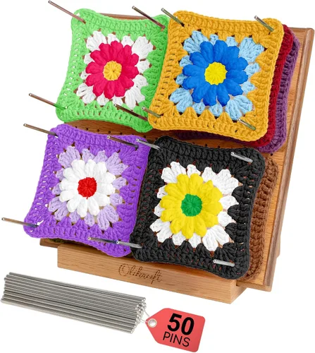 Vista 9 de Olikraft Tabla de bloqueo de ganchillo de 9.5 pulgadas con clavijas, 15 pines, tablas de bloqueo cuadradas de abuela para proyectos de ganchillo