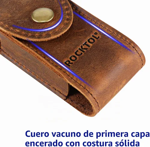 Vista 2 de Funda multiherramienta, funda de cuero con cierre de presión premium para cinturón, funda de cuchillo multiherramienta de 4.2" para EDC, camping