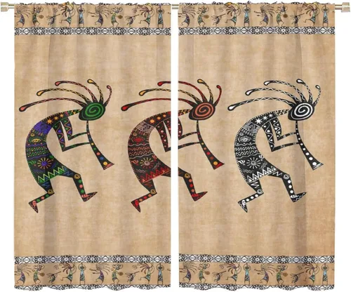 Vista 36 de Kokopelli - Cortinas opacas para cocina, decoración de sala de estar, dormitorio, 21 x 45 pulgadas, 2 paneles