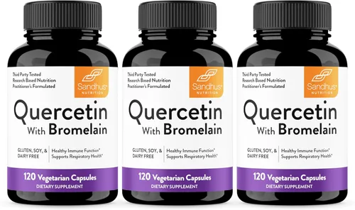 Vista 10 de Sandhu - Suplemento de quercetina con bromelina, complejo de quercetina y bioflavonoides para el refuerzo inmunitario y la salud respiratoria, 1,000