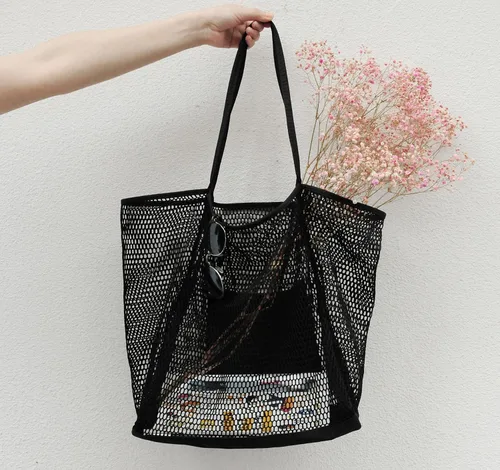 Vista 6 de Bolso de hombro para mujer Hoxis de malla, para la playa