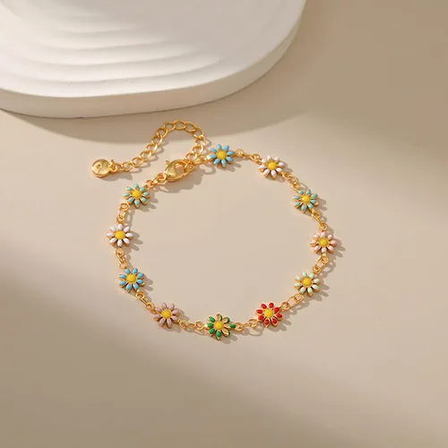 Vista 17 de Delicadas pulseras de oro para mujer, chapado en oro 18, ajustable, mal de ojo, mariposa, cuentas, perla, corazón, turquesa, hecha a mano para mujer