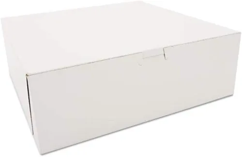 Vista 5 de Cajas de panadería SCT blancas de una pieza sin ventana, 12 x 12 x 2.75 pulgadas, papel, 100/cartón