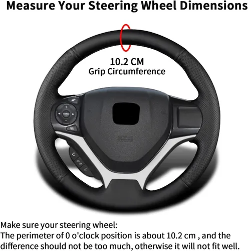 Vista 4 de Funda de Volante con Costura Manual en Encaje con Microfibra de Lujo para Honda Civic Sport 2015/Civic Tourer 2014/Civic Sedan Natural Gas Hybrid