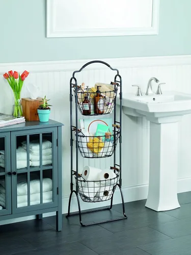 Vista 6 de Gourmet Basics by Mikasa Harbor, canastilla de alambre para productos con 3 niveles
