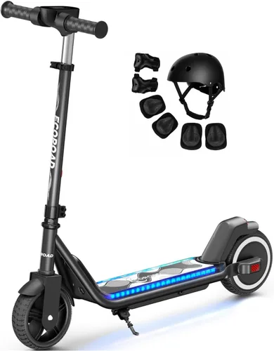 Vista 11 de ECOROAD EK6 - Patinete eléctrico para niños para velocidades de 6-12, 3/6/10 mph para máxima comodidad y altura ajustable, 150 W y doble freno