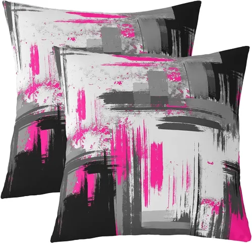Vista 25 de Juego de 2 fundas de almohada abstractas de 16 x 16 pulgadas para niños, niñas, adolescentes, decoración de dormitorio, moderna a rayas, decoración