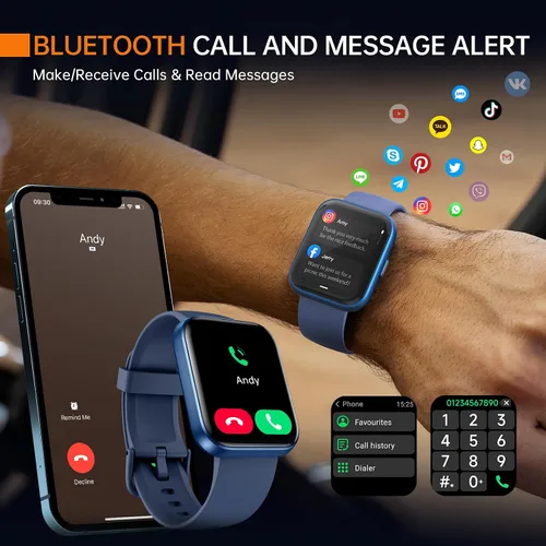 Vista 2 de Reloj inteligente aeac para hombres y mujeres, con Alexa incorporada y llamada Bluetooth estable, con monitor de frecuencia cardíaca/SpO2/sueño, 100