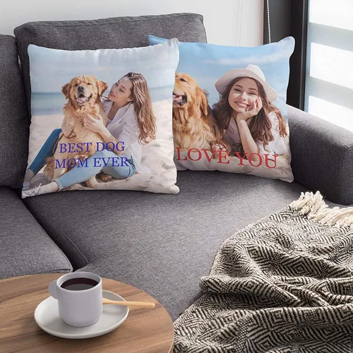 Vista 4 de Almohada de amor personalizada, almohada de fotos de pareja con cualquier imagen, inserto opcional, 16 x 16 pulgadas, funda de almohada