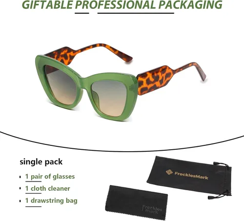 Vista 5 de Freckles Mark Gafas de sol de diseño de moda para mujer, lindas gafas de sol cuadradas de ojo de gato