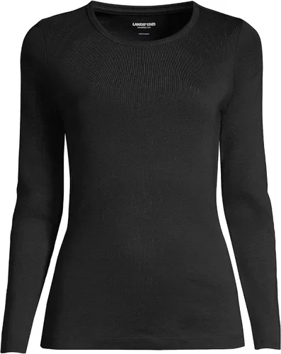 Vista 5 de Lands' End - Camiseta de algodón de manga larga y cuello redondo para mujer