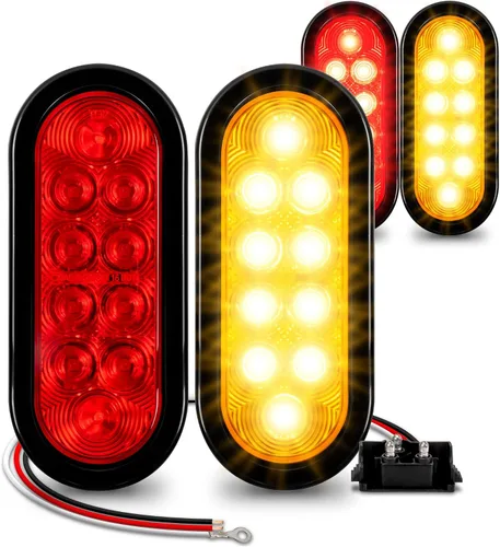 Vista 10 de Luz trasera LED ovalada roja para remolque de 6 pulgadas [DOT FMVSS 108] [SAE S2TSI6P2] [Ojales y enchufe incluidos] [IP67 resistente al agua]