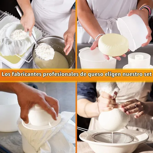 Vista 5 de Molde de queso - Kit de fabricación de queso 2 piezas - Suministros para hacer queso - Juego de queso para prensa - Paneer Maker - Ideal para quesos