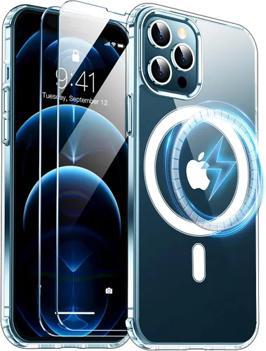 Vista 15 de Funda magnética para iPhone 12 Pro Max, [compatible con MagSafe] [2 protectores de pantalla de vidrio templado] [mate translúcido] Funda de grado