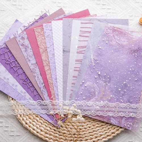 Vista 11 de 15 piezas hechas a mano para álbumes de recortes, papel texturizado para manualidades, hojas A5, mezcla especial para álbumes de recortes, diario