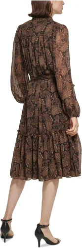 Vista 2 de TOMMY HILFIGER Vestido midi de manga larga con lazo y cuello para mujer