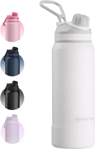 Vista 27 de Botella de agua aislada de 24 onzas, acero inoxidable al vacío de doble pared, diseño de boca ancha, botella reutilizable a prueba de fugas