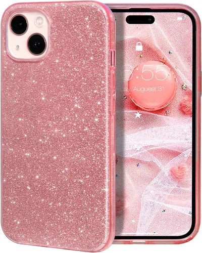 Vista 11 de MILPROX Funda compatible con iPhone 17 con purpurina de 6.3 pulgadas, elegante lujosa brillante resplandeciente bling centelleante funda carcasa