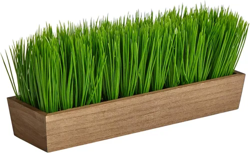 Vista 3 de Planta artificial de hierba de 12 pulgadas en maceta decorativa