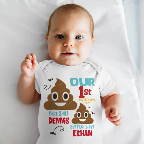 Vista 5 de Regalos del primer día del padre trajes a juego camiseta de papá personalizada y mono para bebé 6 diseños Camisas a juego de padre hijo camisa