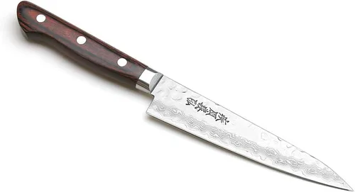 Vista 12 de Yoshihiro VG10 Cuchillo de utilidad para pelar de acero inoxidable de Damasco martillado de 16 capas (3.2" (80mm))