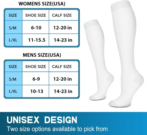 Vista 6 de SunFeeling Calcetines de compresión para mujeres y hombres (3 pares) - El mejor apoyo para correr, enfermeras, recuperación, ciclismo, vuelo