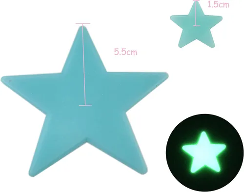 Vista 3 de 204 calcomanías de pared de plástico noctilucente fluorescente que brillan en la oscuridad, estrellas luminosas para el hogar, techo, pared