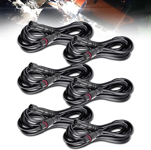 Vista 8 de LEDMIRCY Cable de Extensión para Luces LED de Roca Cable de Alambre de 2 Pines Impermeable 2PCS 5ft 22AWG con Conectores Macho a Hembra Tuerca