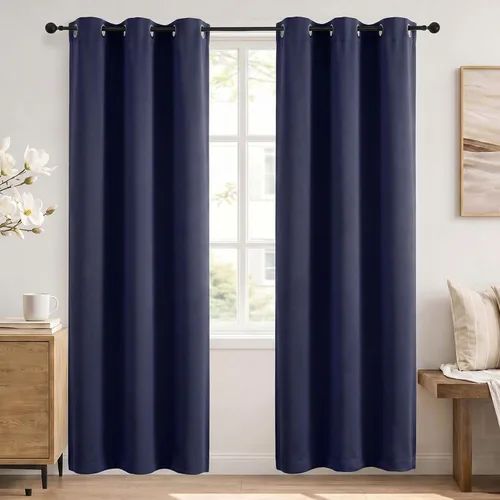 Vista 105 de Simplebrand Cortinas blancas puras de 96 pulgadas de largo para oscurecer la habitación, juego de 2 paneles para dormitorio/sala de estar, bloqueo