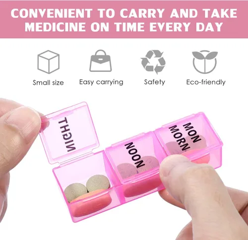 Vista 3 de Compartimentos grandes Pastillero de viaje Meds Pastillero De Viaje Divisor de Medicamentos Portátil Organizador de Medicamentos Caja